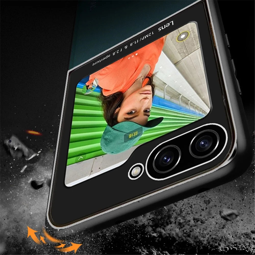 For Samsung Galaxy Z Flip7 FE 5G / Z Flip6 5G Case Leather Back Cover with Rear Small Screen Protector - Orange - 7