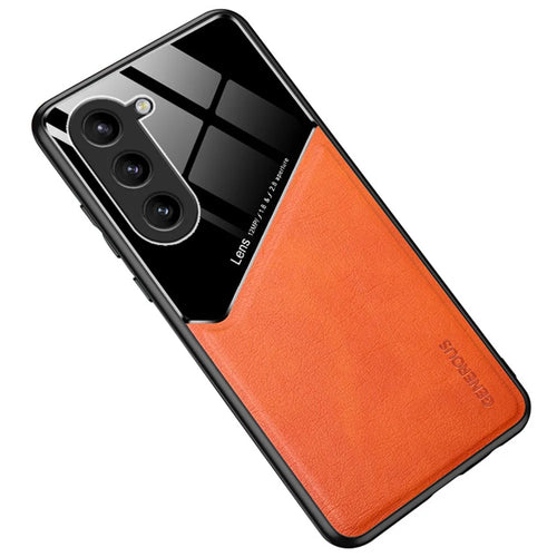 For Samsung Galaxy Z Fold6 5G Case Leather Coated PC+TPU Protective Shockproof Cover - Orange - 1
