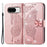 For Google Pixel 8 Case Butterfly Flower Leather Phone Cover 3D Rhinestone Decor - Rose Gold - 1