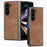 For Samsung Galaxy Z Fold6 5G Case Retro PU Leather Coated PC Folding Phone Cover - Brown - 1