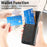 For Samsung Galaxy Z Fold6 5G Case Leather+PC Phone Cover with Denim Texture Card Holder - Black - 5