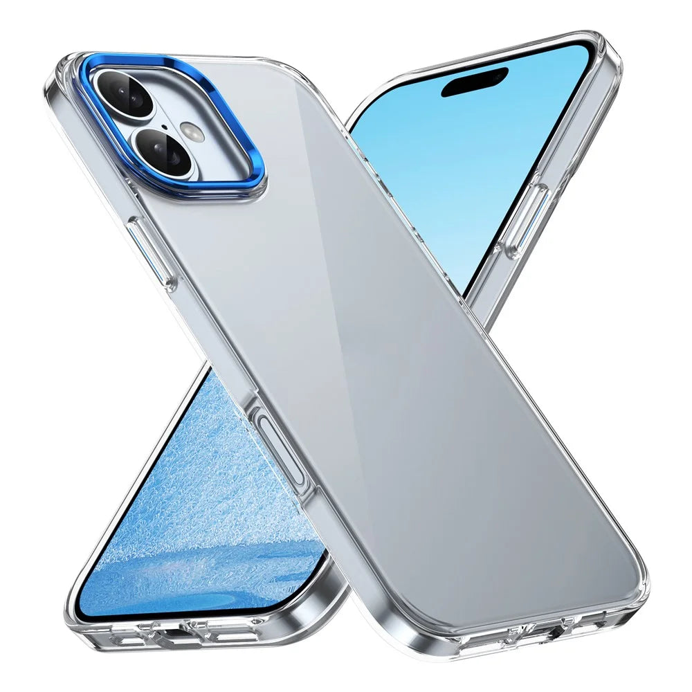 For iPhone 16 Clear Phone Case Hard PC Anti-Scratch Mobile Phone Back Cover - Blue - 2