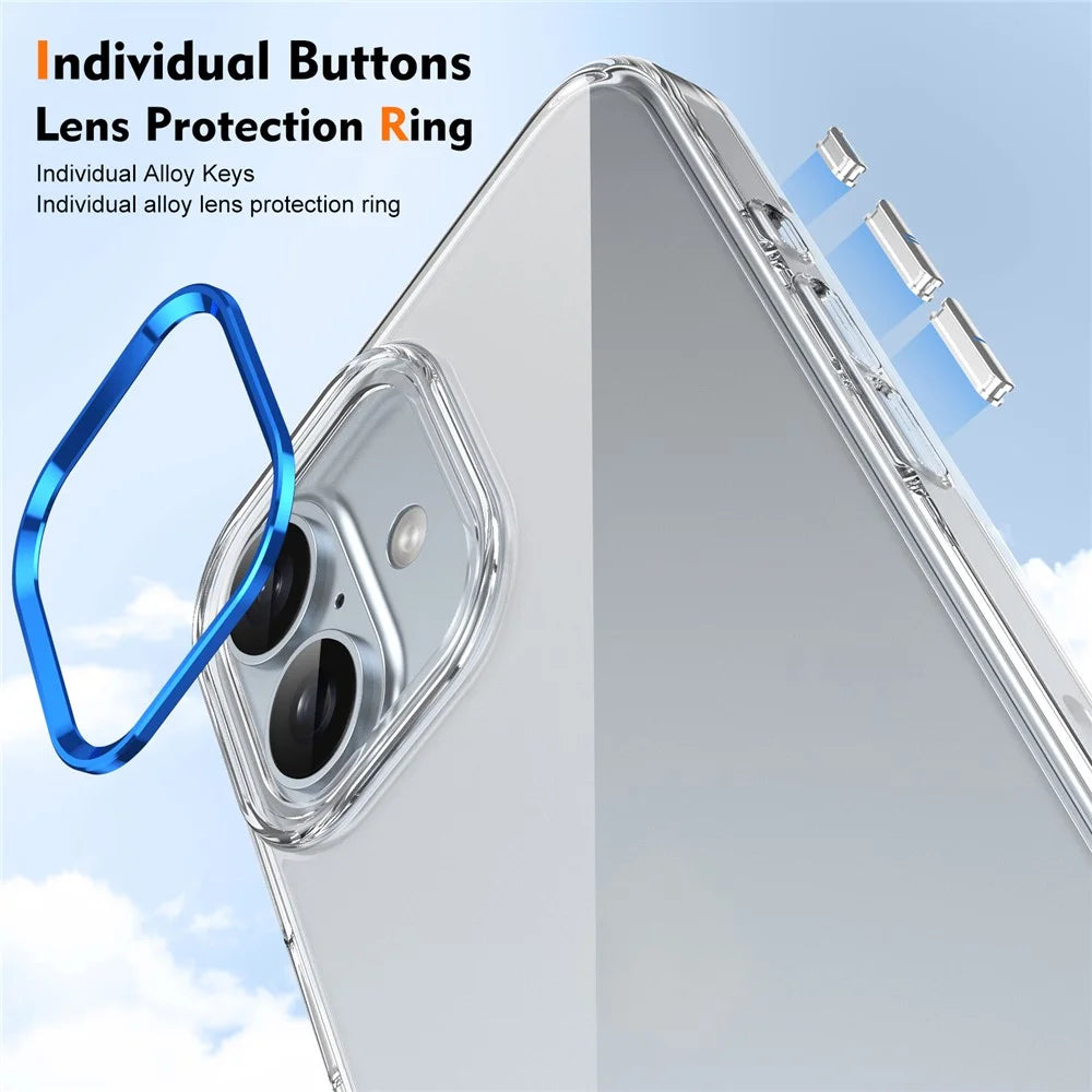 For iPhone 16 Clear Phone Case Hard PC Anti-Scratch Mobile Phone Back Cover - Blue - 5
