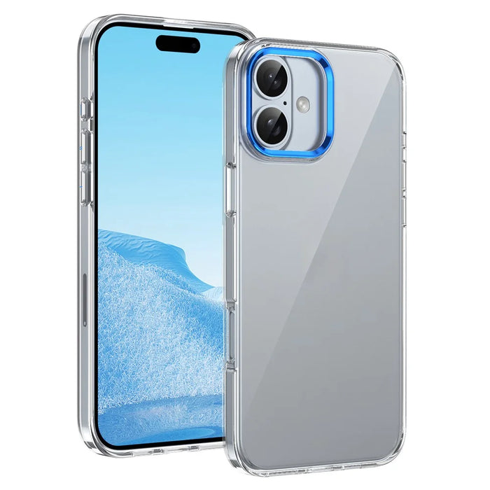 For iPhone 16 Plus Clear Phone Case Hard PC Anti-Scratch Mobile Phone Back Cover - Blue - 1