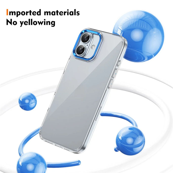 For iPhone 16 Plus Clear Phone Case Hard PC Anti-Scratch Mobile Phone Back Cover - Blue - 4
