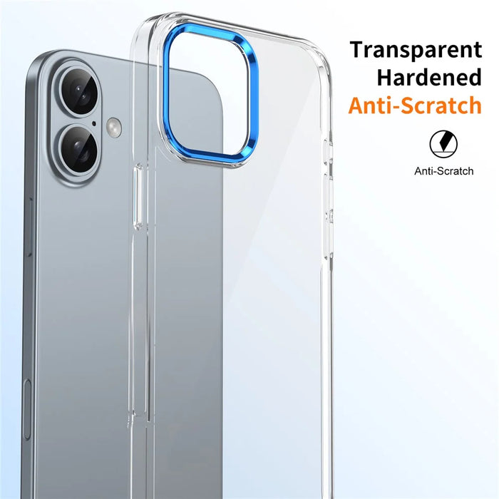For iPhone 16 Plus Clear Phone Case Hard PC Anti-Scratch Mobile Phone Back Cover - Blue - 6