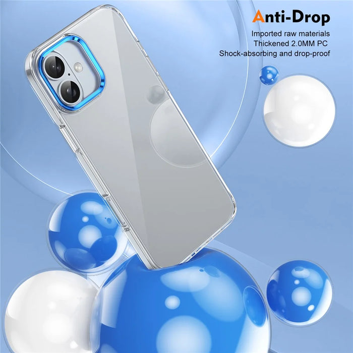 For iPhone 16 Plus Clear Phone Case Hard PC Anti-Scratch Mobile Phone Back Cover - Blue - 7
