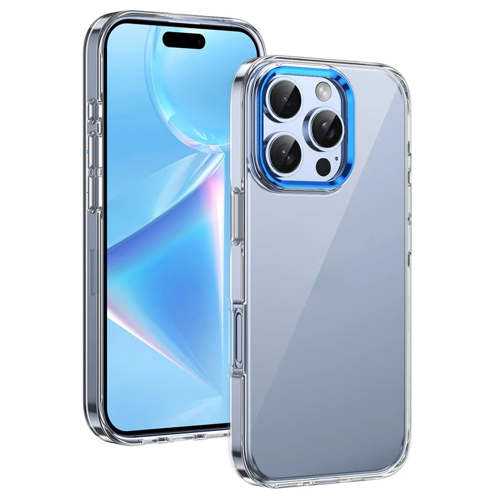 For iPhone 16 Pro Clear Phone Case Hard PC Anti-Scratch Mobile Phone Back Cover - Blue - 1