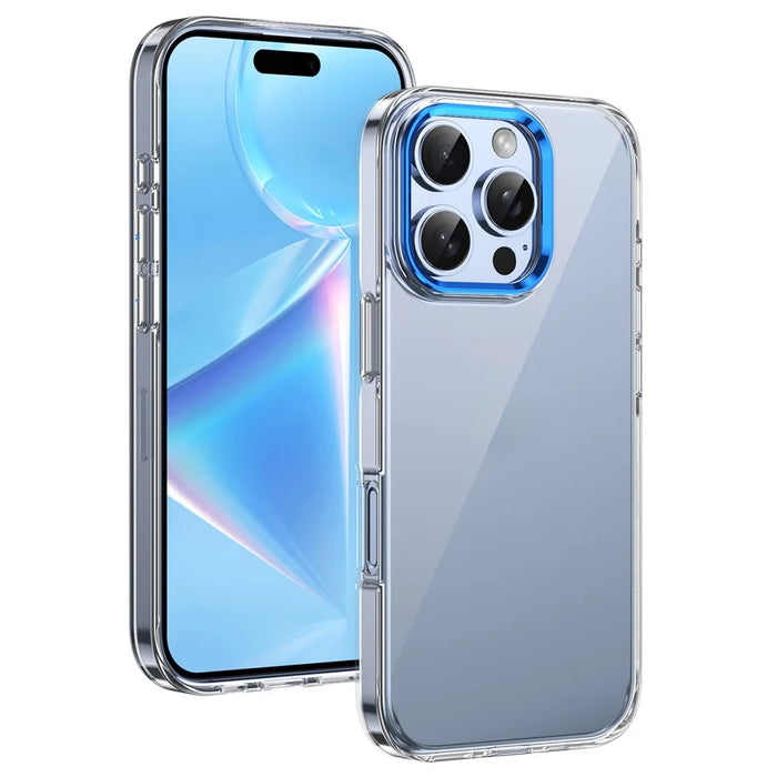 For iPhone 16 Pro Clear Phone Case Hard PC Anti-Scratch Mobile Phone Back Cover - Blue - 1