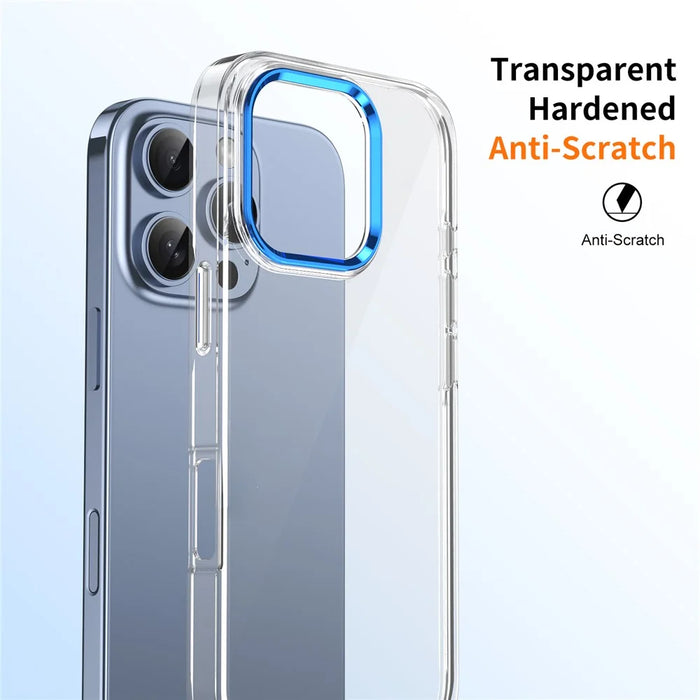 For iPhone 16 Pro Clear Phone Case Hard PC Anti-Scratch Mobile Phone Back Cover - Blue - 3
