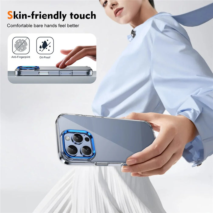 For iPhone 16 Pro Clear Phone Case Hard PC Anti-Scratch Mobile Phone Back Cover - Blue - 4