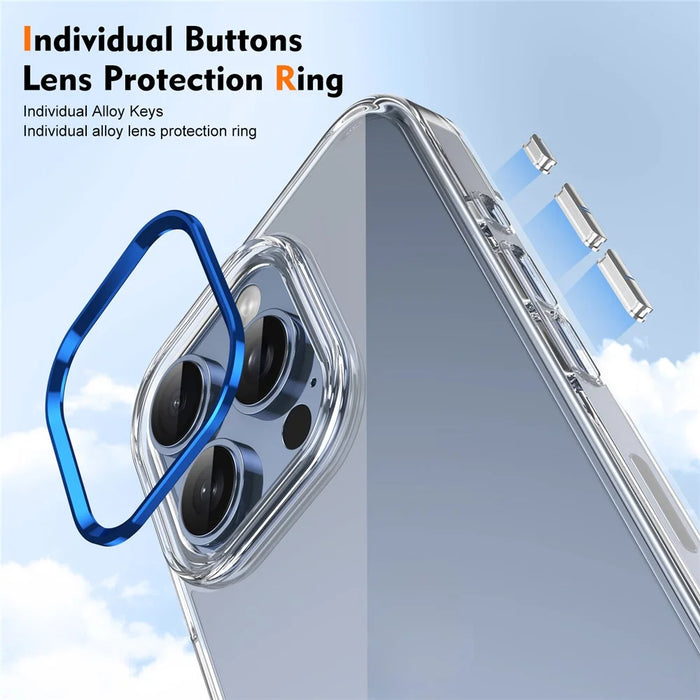 For iPhone 16 Pro Clear Phone Case Hard PC Anti-Scratch Mobile Phone Back Cover - Blue - 5