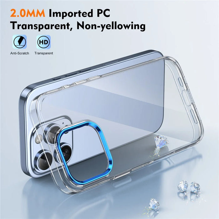 For iPhone 16 Pro Clear Phone Case Hard PC Anti-Scratch Mobile Phone Back Cover - Blue - 7
