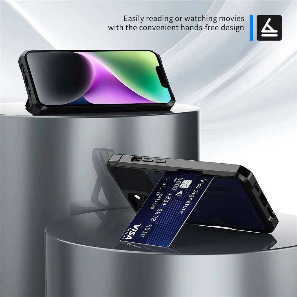 For iPhone 14 Plus ZM02 Anti-scratch Reinforced Corner Phone Case with Card Slot PU Leather + TPU Drop-proof Back Cover - 2