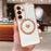 For Samsung Galaxy S24 Magnetic Case Aesthetic Love Heart Pattern TPU Phone Cover - Ivory White - 1