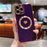 For iPhone 13 Pro Max Magnetic Case Shockproof Soft TPU Back Cover Side Love Heart - Dark Purple - 1