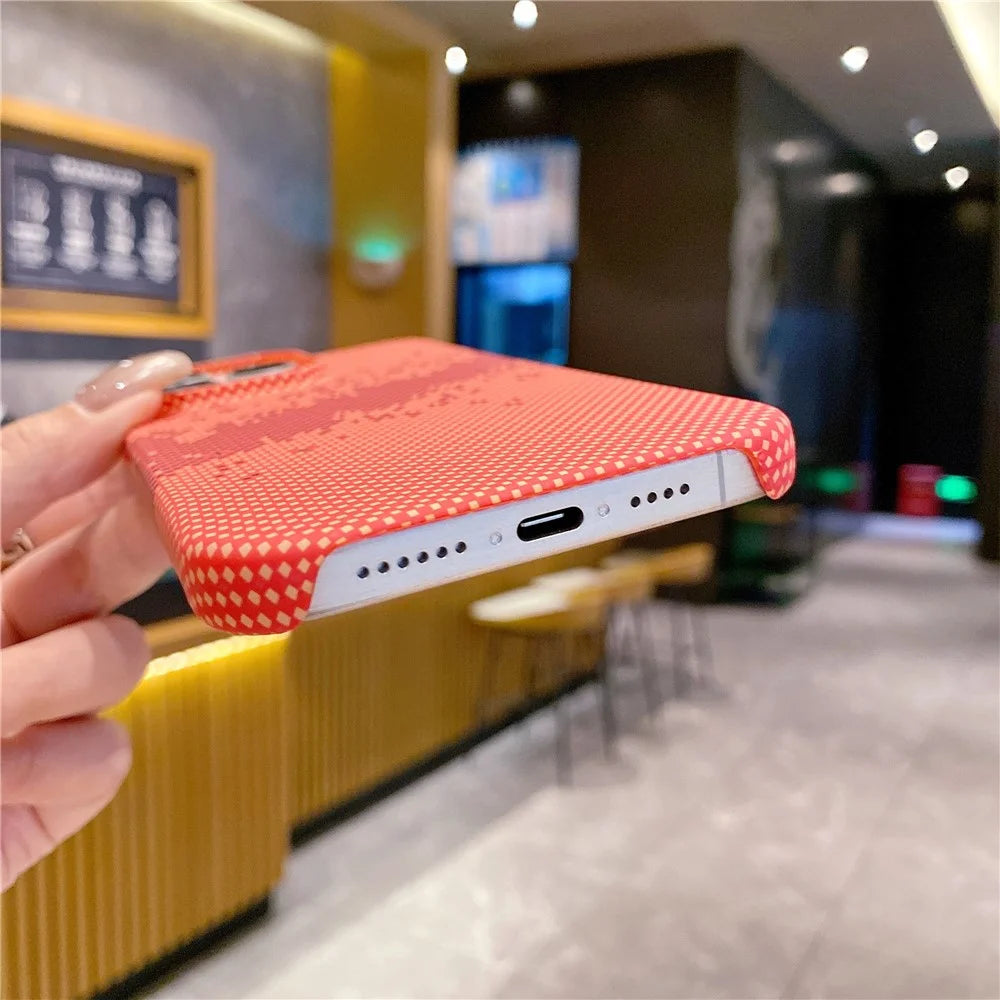 For iPhone 14 Pro Max Case Starry Sky Water Transfer Printing PC Phone Cover - Orange - 6