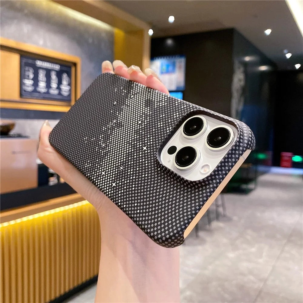 For iPhone 14 Pro Case Starry Sky Pattern Hard PC Half Cover Phone Protector - Black - 2