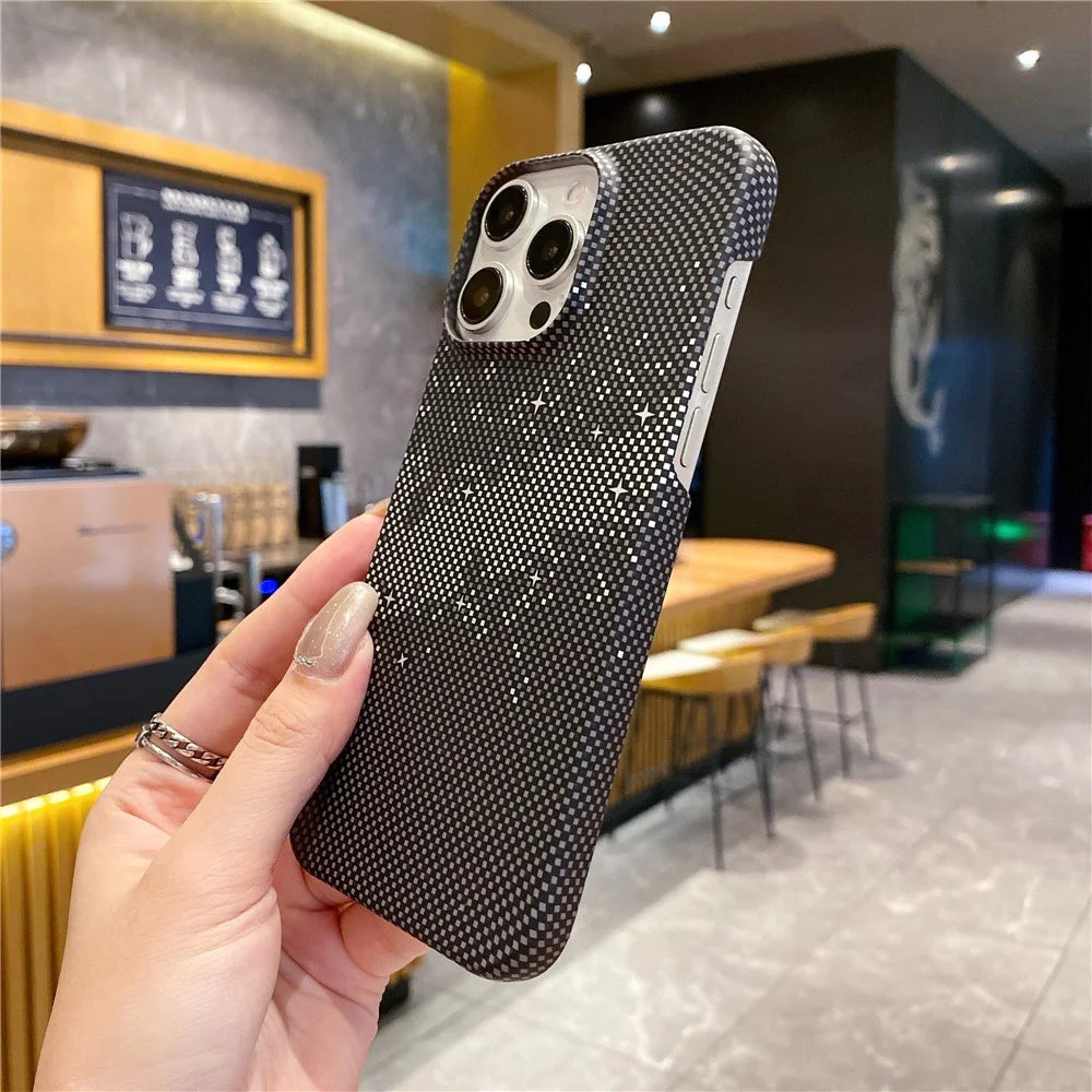For iPhone 14 Pro Case Starry Sky Pattern Hard PC Half Cover Phone Protector - Black - 3