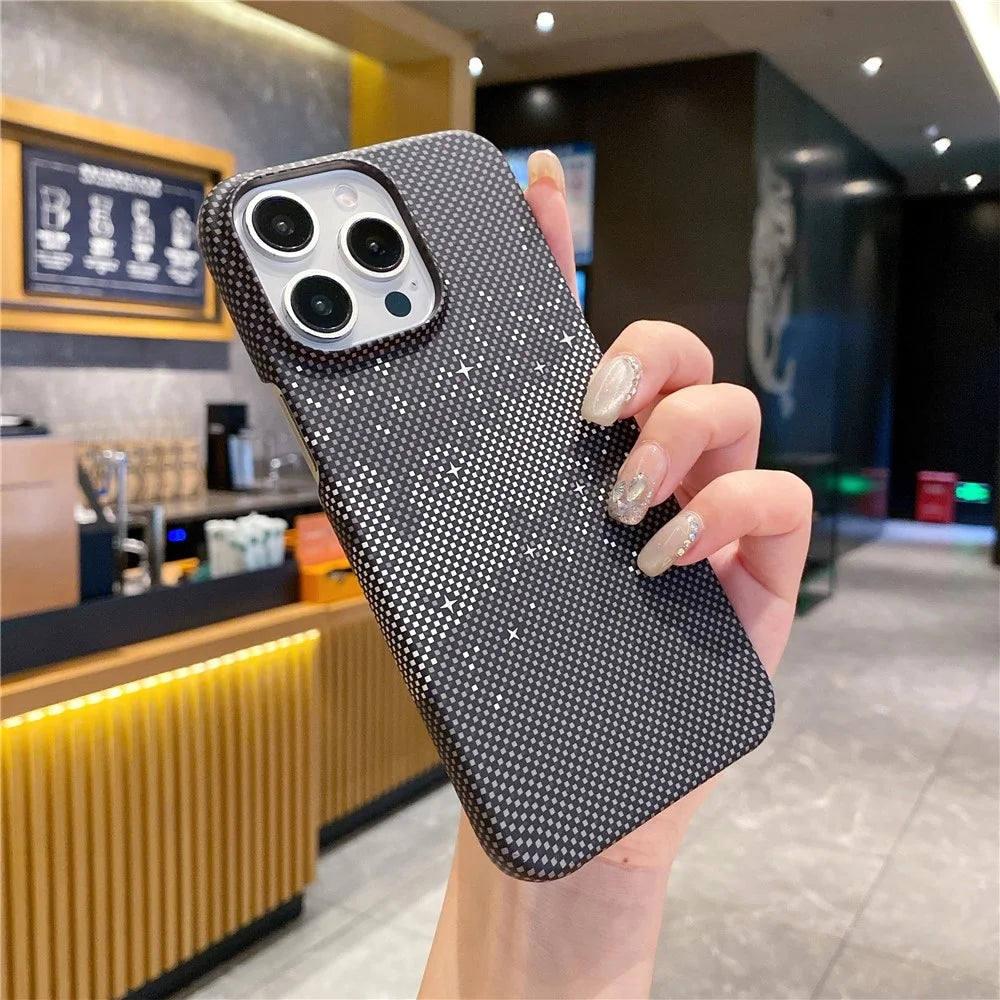 For iPhone 14 Pro Case Starry Sky Pattern Hard PC Half Cover Phone Protector - Black - 4