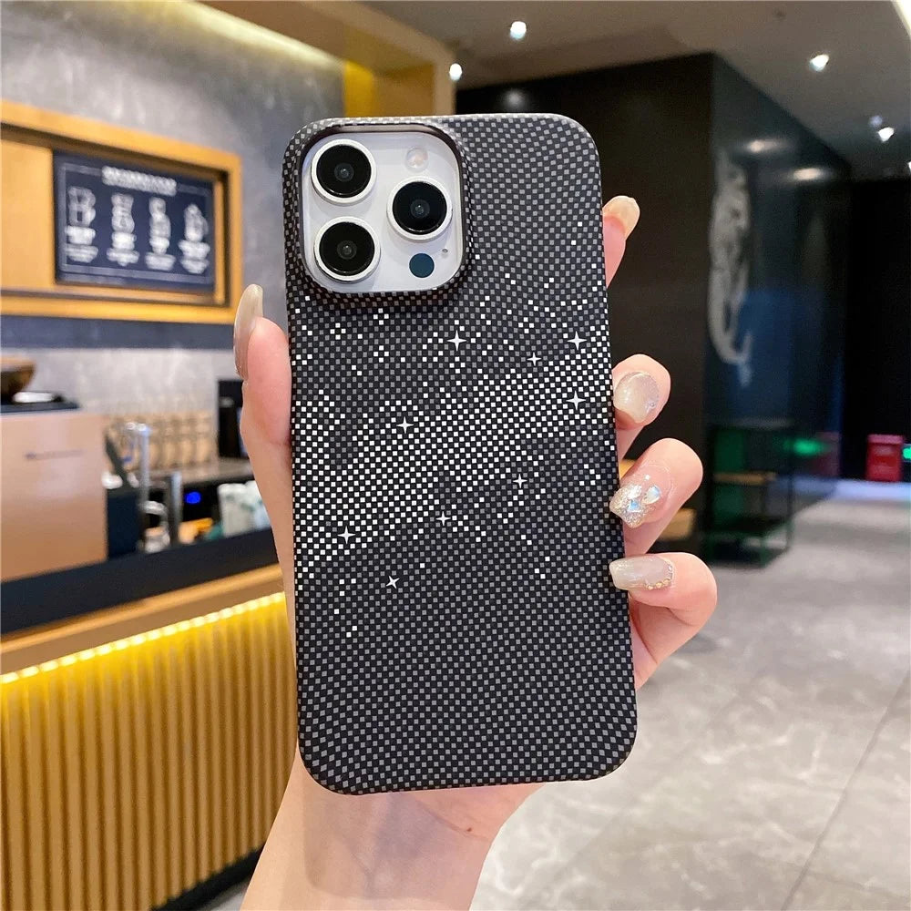For iPhone 14 Pro Case Starry Sky Pattern Hard PC Half Cover Phone Protector - Black - 5