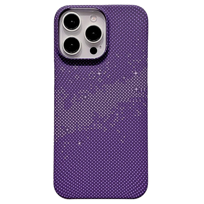 For iPhone 13 Pro Case Hard PC Phone Shell Starry Sky Pattern Incomplete Cover - Purple - 1