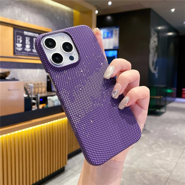 For iPhone 13 Pro Case Hard PC Phone Shell Starry Sky Pattern Incomplete Cover - Purple - 4