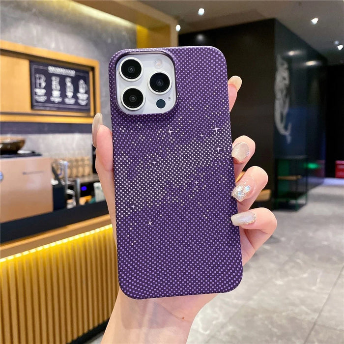 For iPhone 13 Pro Case Hard PC Phone Shell Starry Sky Pattern Incomplete Cover - Purple - 5
