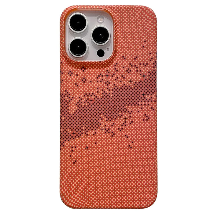For iPhone 15 Pro Case Water Transfer Printing Starry Sky Pattern Hard PC Cover - Orange - 1