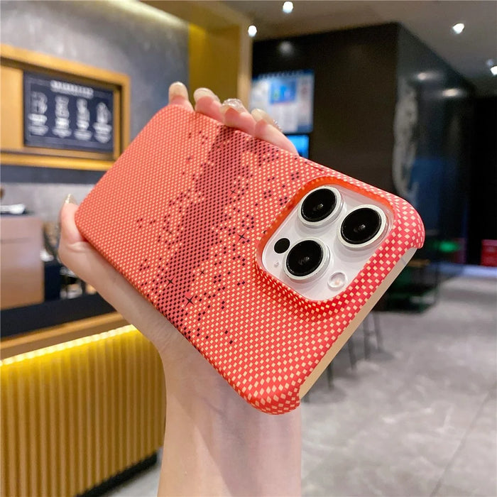For iPhone 15 Pro Case Water Transfer Printing Starry Sky Pattern Hard PC Cover - Orange - 2