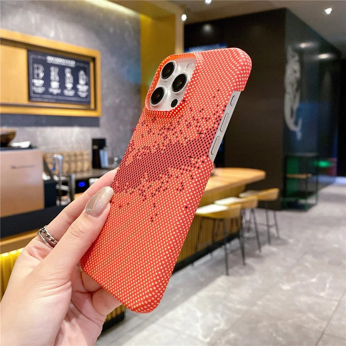 For iPhone 15 Pro Case Water Transfer Printing Starry Sky Pattern Hard PC Cover - Orange - 3