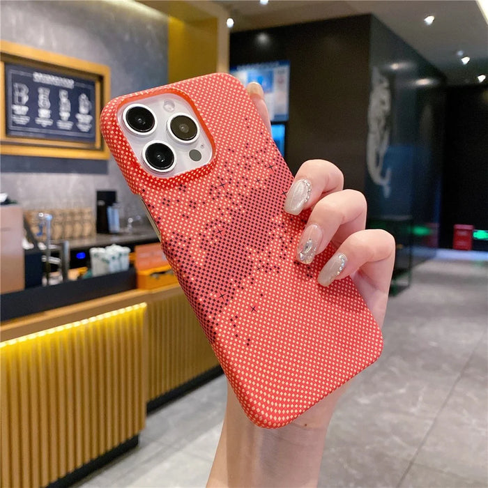 For iPhone 15 Pro Case Water Transfer Printing Starry Sky Pattern Hard PC Cover - Orange - 4
