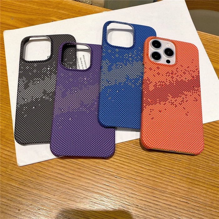 For iPhone 15 Pro Case Water Transfer Printing Starry Sky Pattern Hard PC Cover - Orange - 7