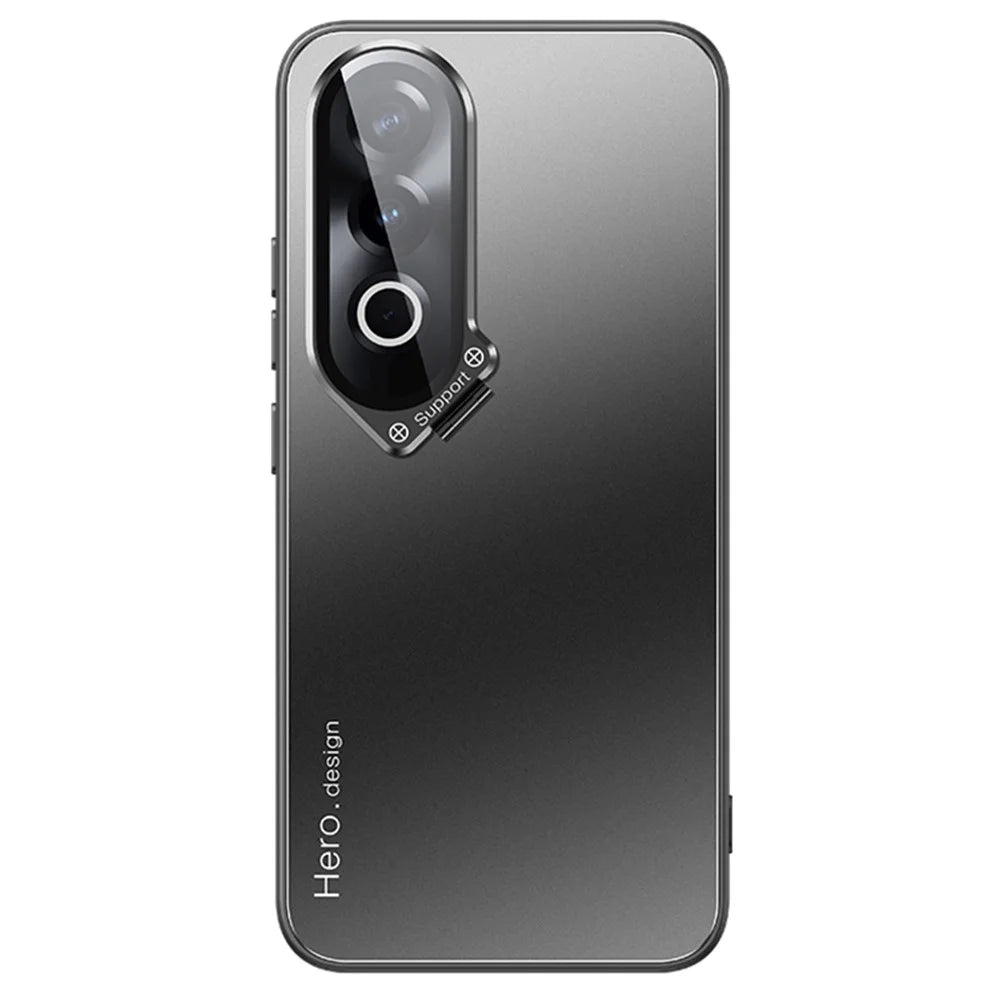 For OnePlus Nord CE4 Lite 5G / Oppo K12x 5G (China) Case with Lens Kickstand Shockproof PC+TPU Phone Cover - Black - 1