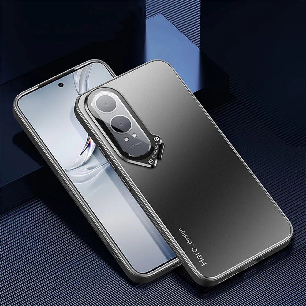 For OnePlus Nord CE4 Lite 5G / Oppo K12x 5G (China) Case with Lens Kickstand Shockproof PC+TPU Phone Cover - Black - 2