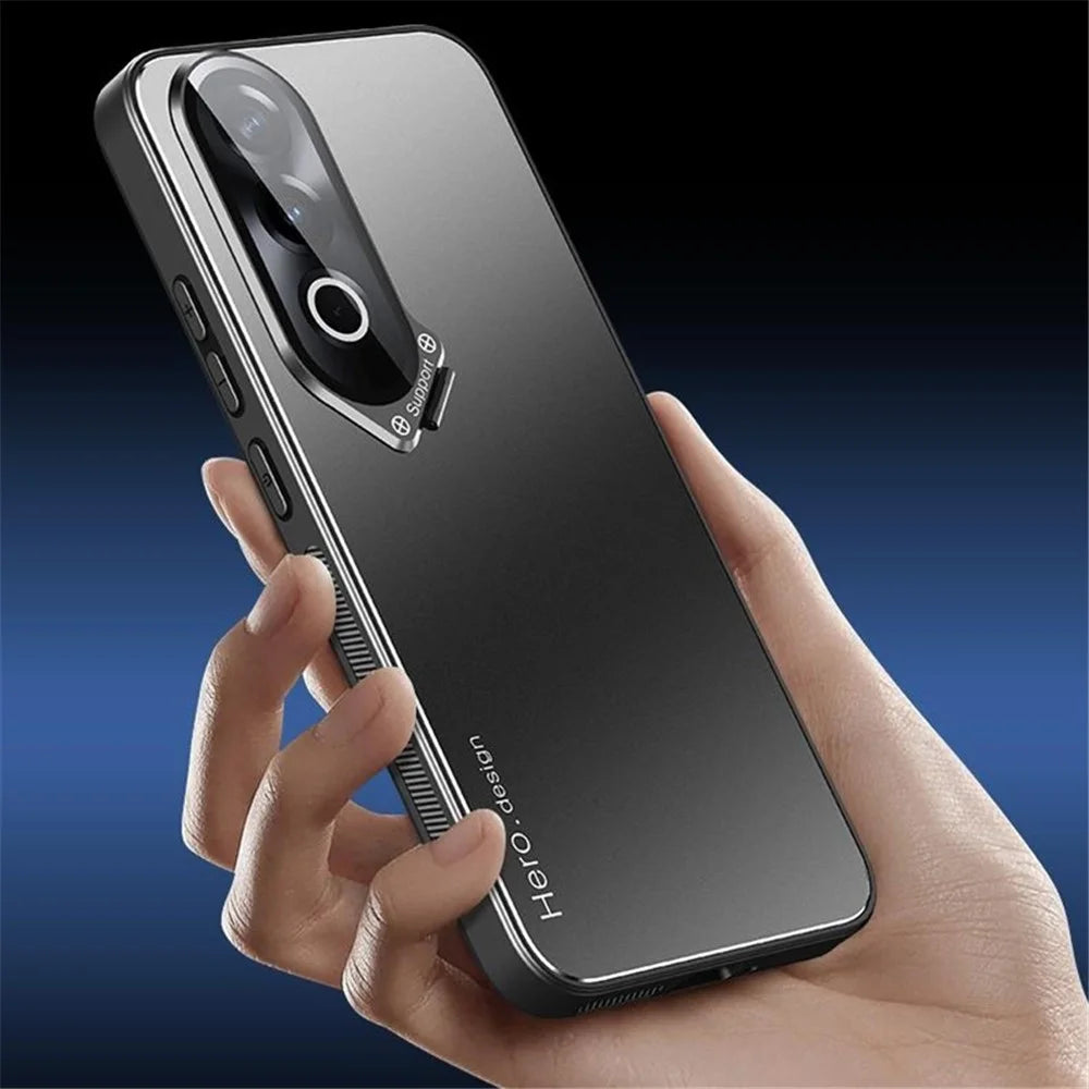 For OnePlus Nord CE4 Lite 5G / Oppo K12x 5G (China) Case with Lens Kickstand Shockproof PC+TPU Phone Cover - Black - 3