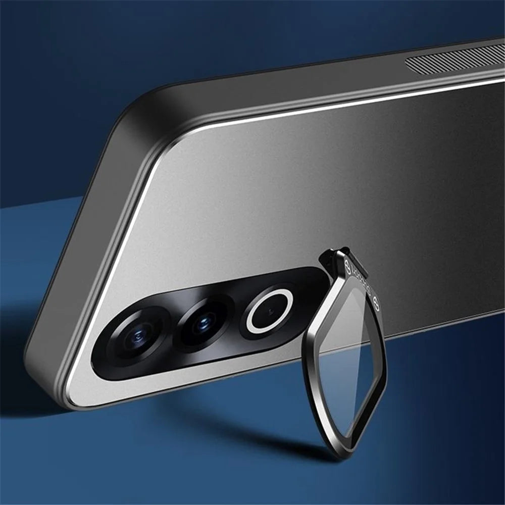 For OnePlus Nord CE4 Lite 5G / Oppo K12x 5G (China) Case with Lens Kickstand Shockproof PC+TPU Phone Cover - Black - 7