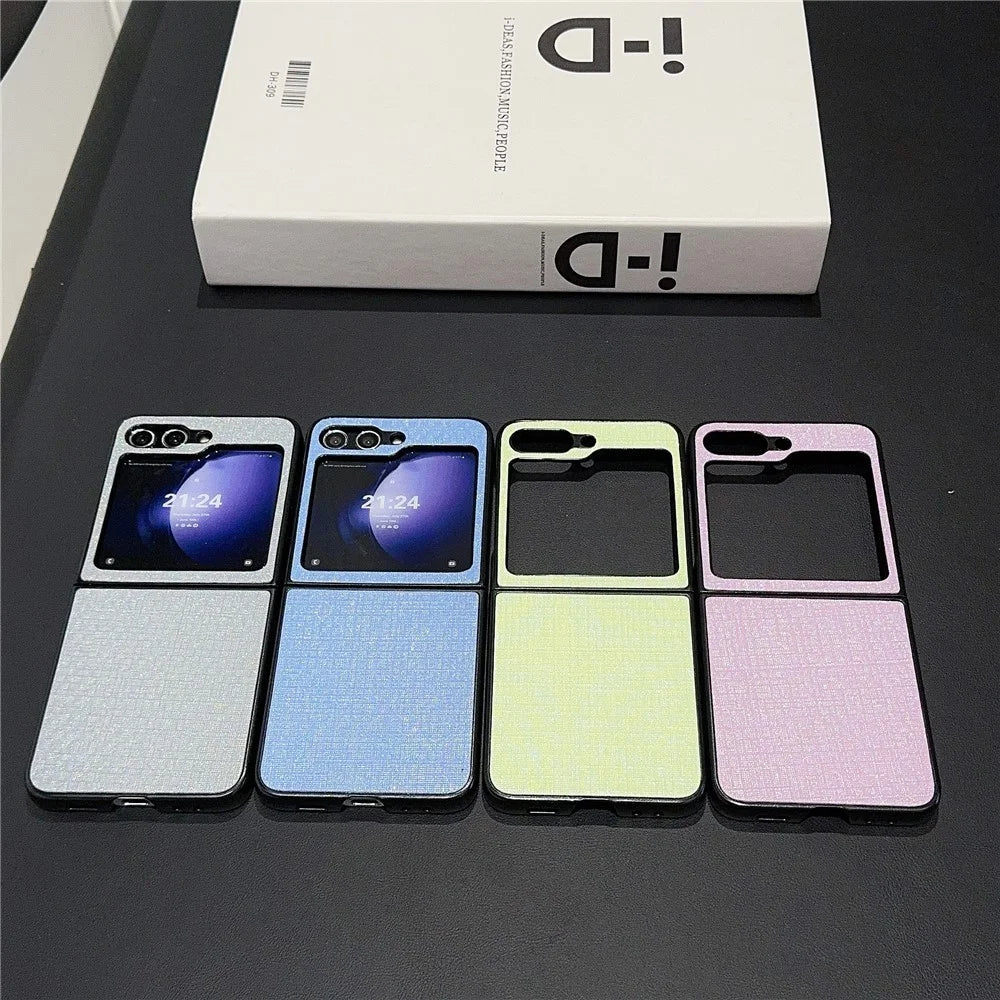 For Samsung Galaxy Z Flip7 FE 5G / Z Flip6 5G Case Two-Piece Leather + PC Phone Cover Pearl Cross Pattern - Grey - 6