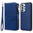 For Samsung Galaxy A23 5G (Global) / 4G Magnetic Leather Case Mobile Cover with Detachable Zipper Wallet Strap - Blue - 1