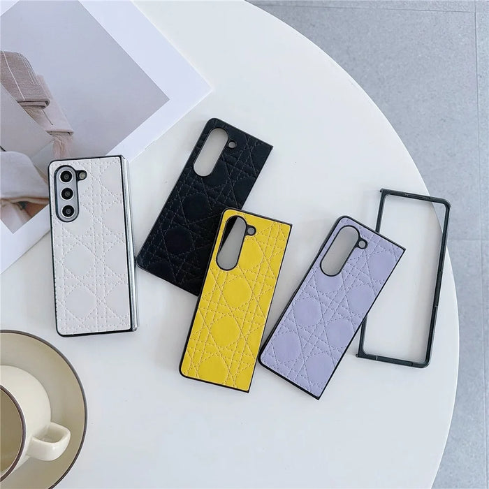 For Samsung Galaxy Z Fold6 5G Case Two-Piece Leather Coated PC Phone Cover Stitching Pattern - Black - 3