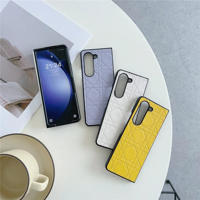 For Samsung Galaxy Z Fold6 5G Case Two-Piece Leather Coated PC Phone Cover Stitching Pattern - Black - 4
