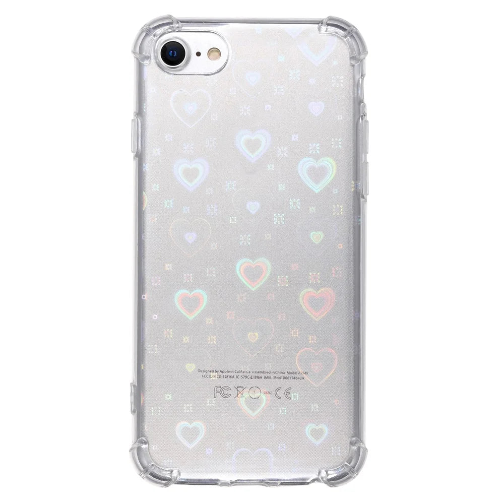For iPhone SE (2022) / SE (2020) / iPhone 8 / 7 Case Reinforced Corners TPU Phone Cover with Card Paper - Love Heart - 1