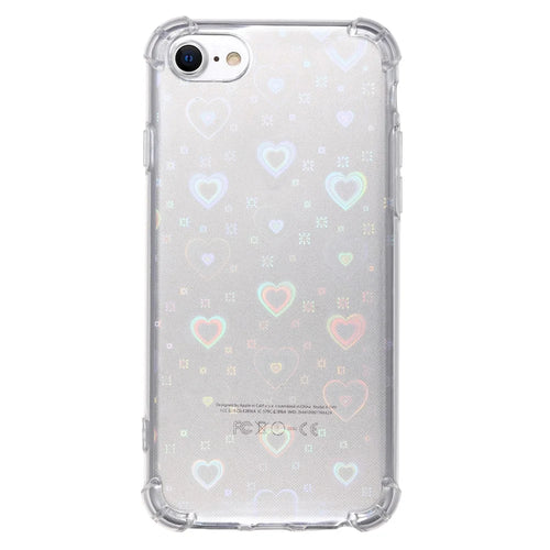 For iPhone SE (2022) / SE (2020) / iPhone 8 / 7 Case Reinforced Corners TPU Phone Cover with Card Paper - Love Heart - 1