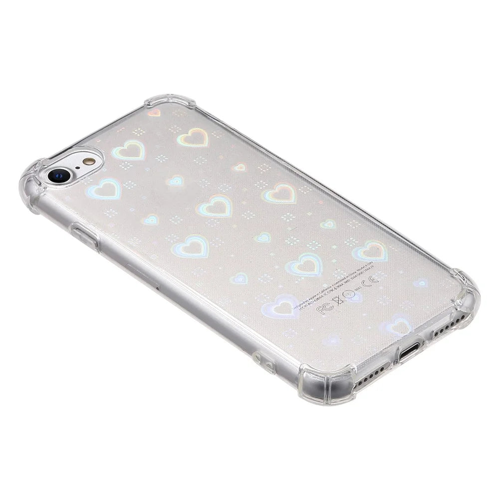 For iPhone SE (2022) / SE (2020) / iPhone 8 / 7 Case Reinforced Corners TPU Phone Cover with Card Paper - Love Heart - 2