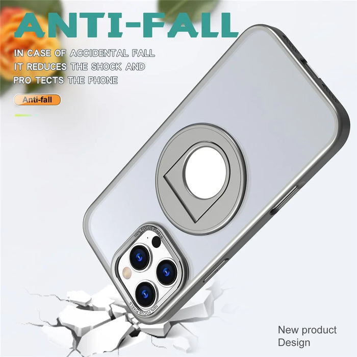For iPhone 16 Pro Max Kickstand Case TPU+PC Clear Back Phone Cover Compatible with MagSafe - Titanium Grey - 3