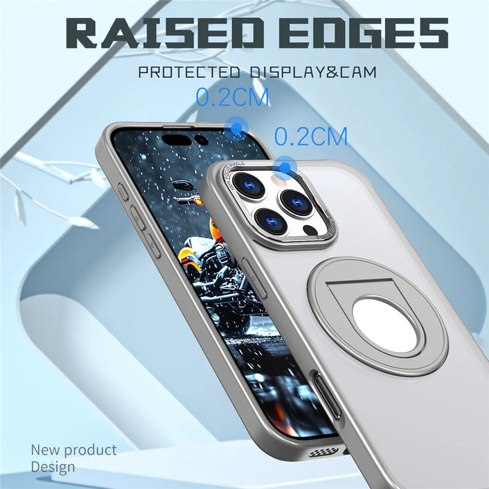 For iPhone 16 Pro Max Kickstand Case TPU+PC Clear Back Phone Cover Compatible with MagSafe - Titanium Grey - 5