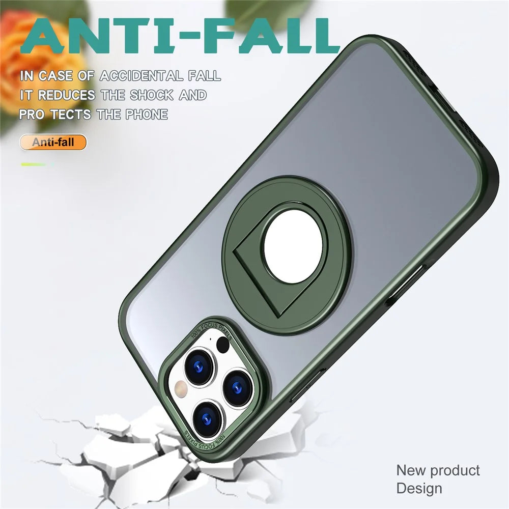 For iPhone 16 Pro Clear Back Case Compatible with MagSafe TPU+PC Kickstand Phone Cover - Blackish Green - 3