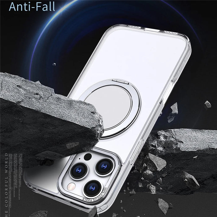 For iPhone 16 Pro Max Kickstand Case TPU+PC Back Phone Cover Compatible with MagSafe - Transparent - 3
