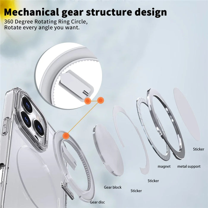 For iPhone 16 Pro Max Kickstand Case TPU+PC Back Phone Cover Compatible with MagSafe - Transparent - 6