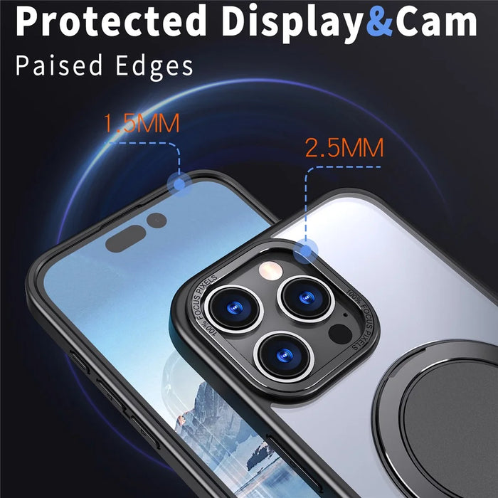 For iPhone 16 Pro Case Compatible with MagSafe TPU+PC Kickstand Phone Cover - Black - 5